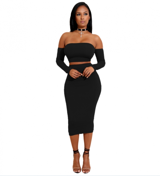M&J 2Pcs Sexy Off Shoulder Bodycon Backless Dresses Women Celebrity Party Office Club Dresses