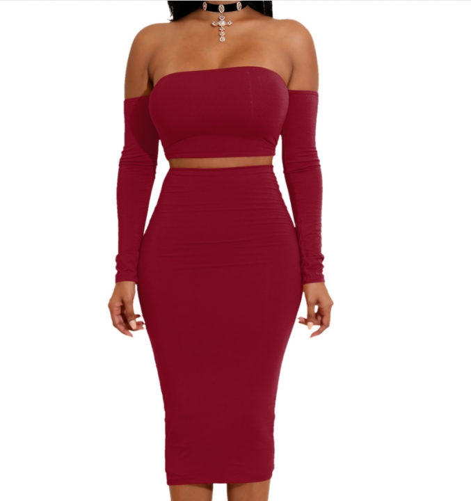 M&J 2Pcs Sexy Off Shoulder Bodycon Backless Dresses Women Celebrity Party Office Club Dresses