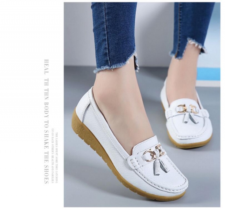 M&J 1 Pairs Plus Size British Style Soft Leather Loafers Shoes Moccasins Flats Women&apos;s Shoes