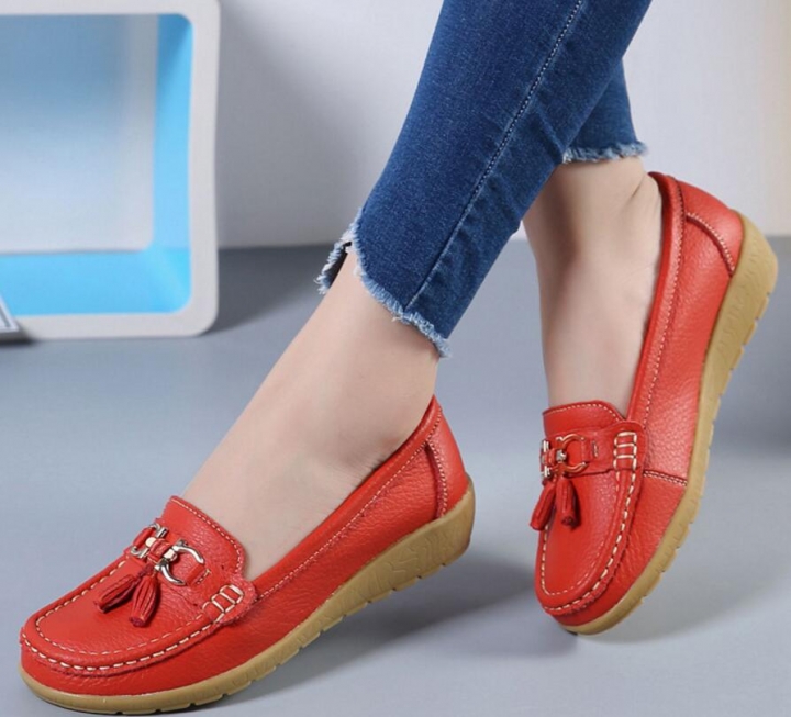M&J 1 Pairs Plus Size British Style Soft Leather Loafers Shoes Moccasins Flats Women&apos;s Shoes