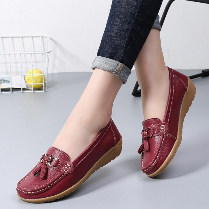 M&J 1 Pairs Plus Size British Style Soft Leather Loafers Shoes Moccasins Flats Women&apos;s Shoes