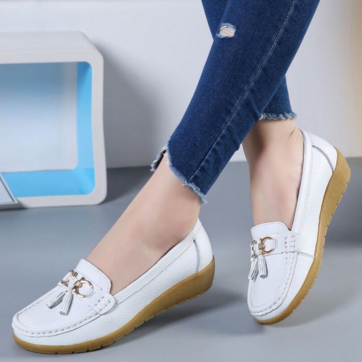 M&J 1 Pairs Plus Size British Style Soft Leather Loafers Shoes Moccasins Flats Women&apos;s Shoes