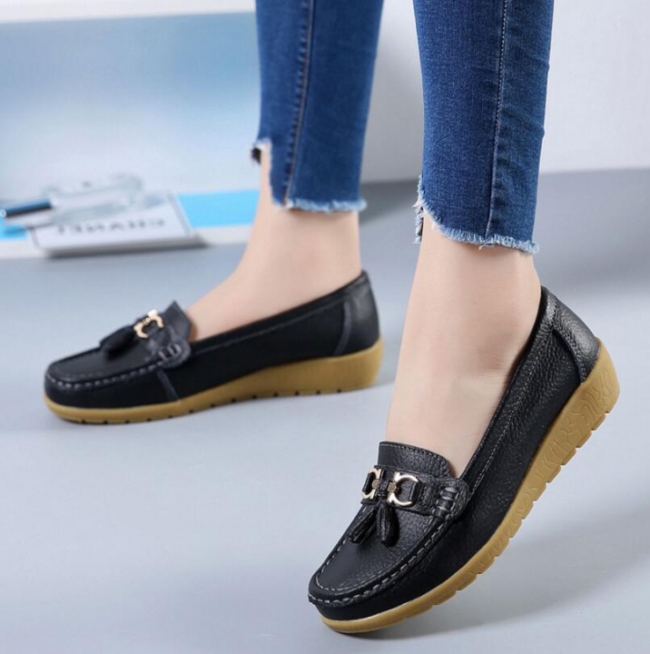 M&J 1 Pairs Plus Size British Style Soft Leather Loafers Shoes Moccasins Flats Women&apos;s Shoes