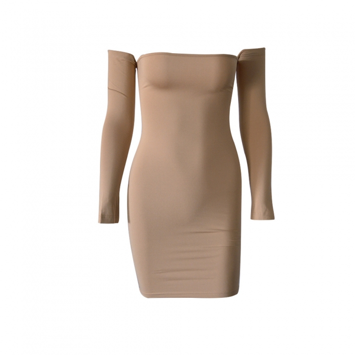 M&amp;J Sexy Strapless Dress Long Sleeve Off Shoulder Lace Up Mini Dress Bodycon Club Party Dresses