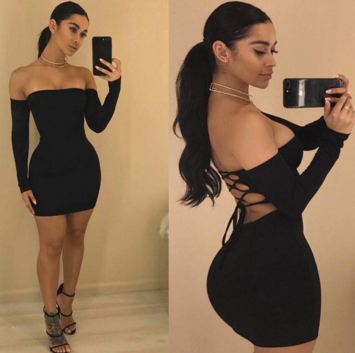 M&amp;J Sexy Strapless Dress Long Sleeve Off Shoulder Lace Up Mini Dress Bodycon Club Party Dresses