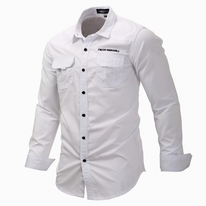 M&amp;J High Quality Cotton Military Shirt Men Long Sleeve Breathable Casual Shirt Man Solid Shirts