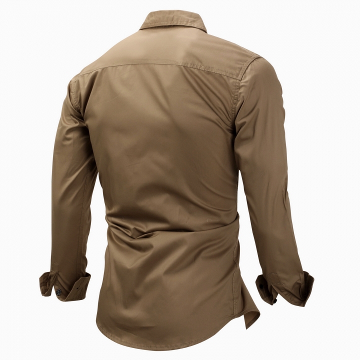 M&amp;J High Quality Cotton Military Shirt Men Long Sleeve Breathable Casual Shirt Man Solid Shirts