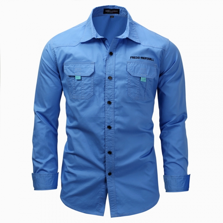 M&amp;J High Quality Cotton Military Shirt Men Long Sleeve Breathable Casual Shirt Man Solid Shirts