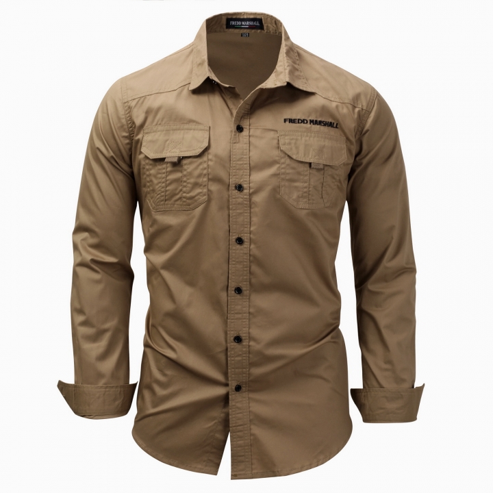 M&amp;J High Quality Cotton Military Shirt Men Long Sleeve Breathable Casual Shirt Man Solid Shirts