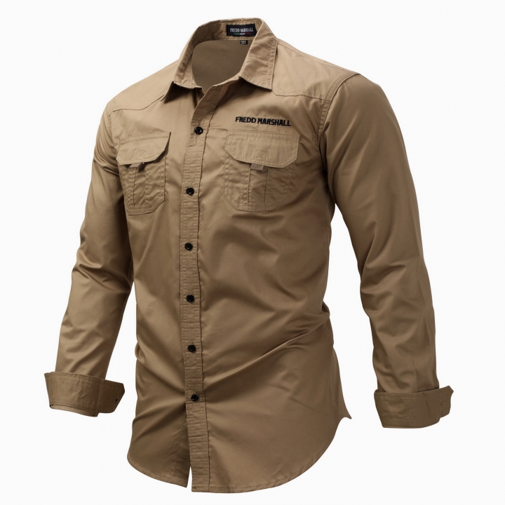 M&amp;J High Quality Cotton Military Shirt Men Long Sleeve Breathable Casual Shirt Man Solid Shirts