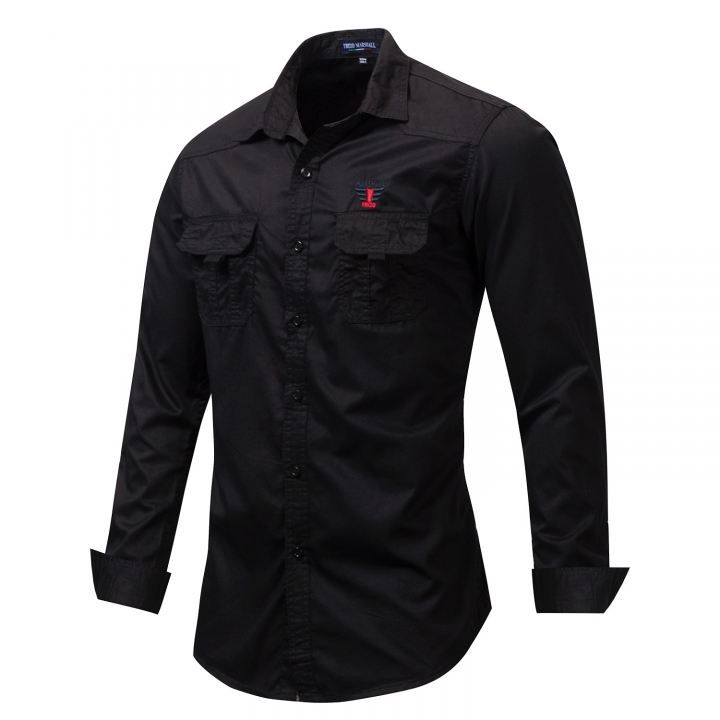 M&amp;J High Quality Cotton Military Shirt Men Long Sleeve Breathable Casual Shirt Man Solid Shirts