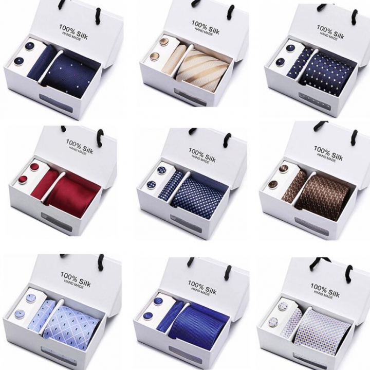 Gift Box 35 Styles Solid Men Ties Fashion Jacquard Woven Silk Neckties For Men Wedding Party Suits