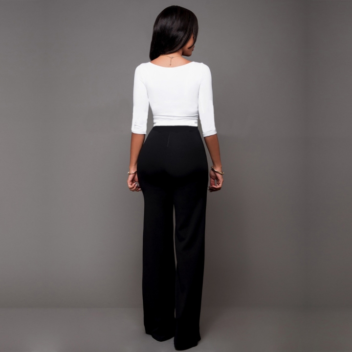 Wide Leg High Waist Women Pants Button Casual Pants Office Lady Fashion Loose Stretch Women Trousers