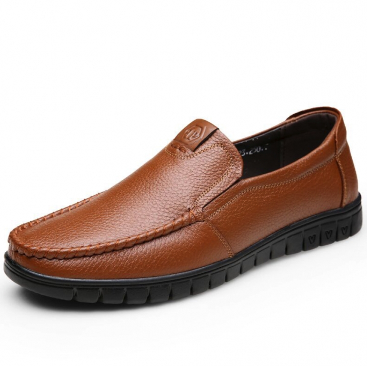 Newly Men&apos;s Genuine Leather Shoes Head Leather Soft Cutout Father Leather Office Official Shoes