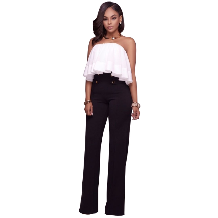 M&J Wide Leg High Waist Women Pants Button Casual Pants Office Lady Fashion Women Trousers