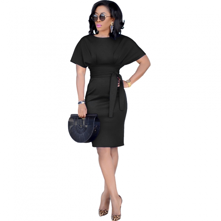 New Fashion Women Office Lady Dresses Plus Size Short Sleeve Bodycon Dress Elegant Party Dress