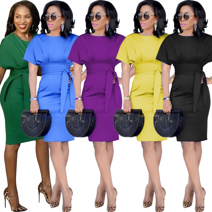 New Fashion Women Office Lady Dresses Plus Size Short Sleeve Bodycon Dress Elegant Party Dress
