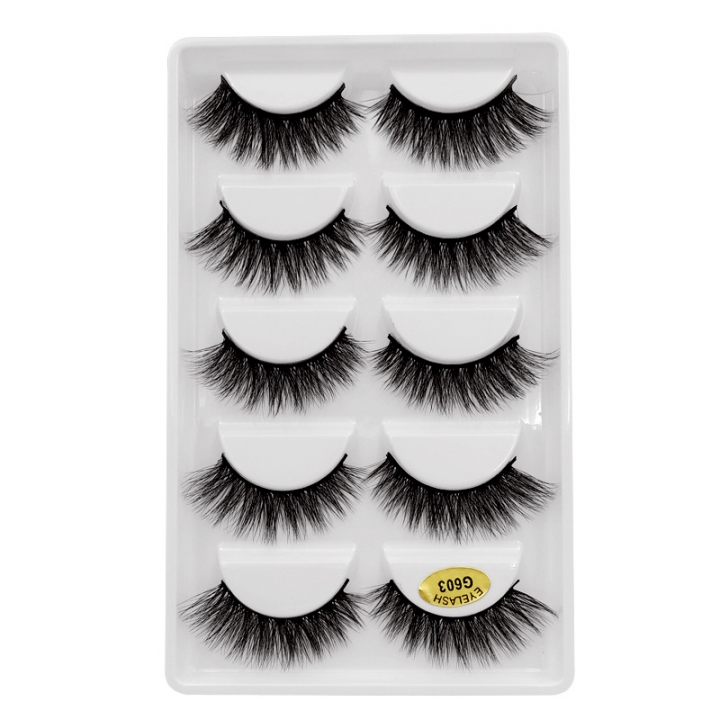 3/5 Pairs Natural False Eyelashes Thick Makeup Real 3D Mink Lashes Soft Eyelash Extension