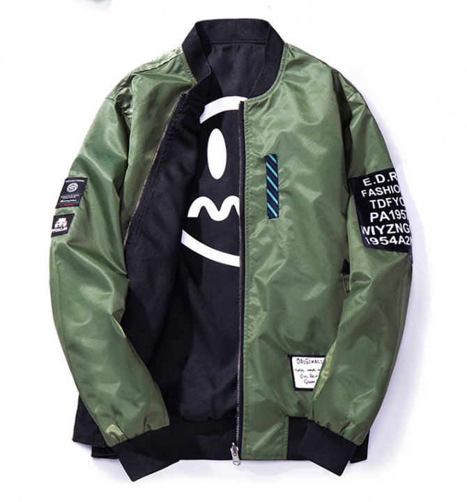 M&amp;J High Quality Men Bomber Jacket Pilot With Patches Both Side Wear Jacket Men Trench Coats