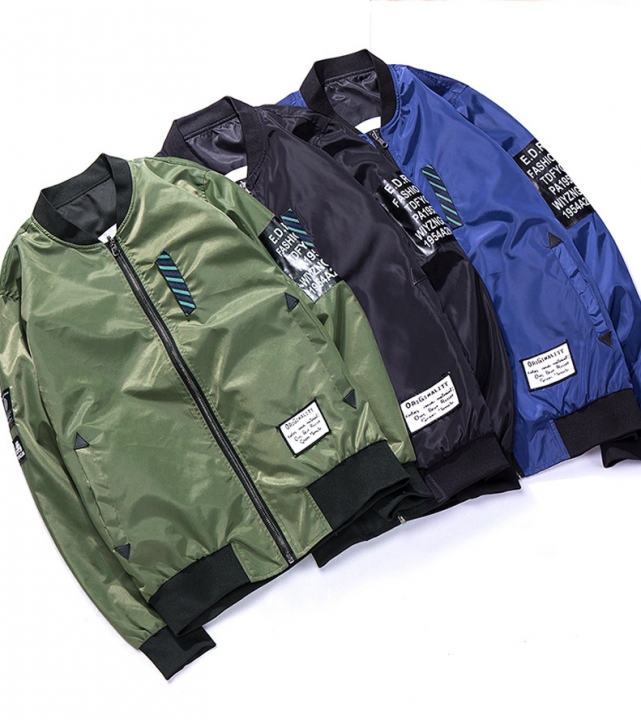 M&amp;J High Quality Men Bomber Jacket Pilot With Patches Both Side Wear Jacket Men Trench Coats