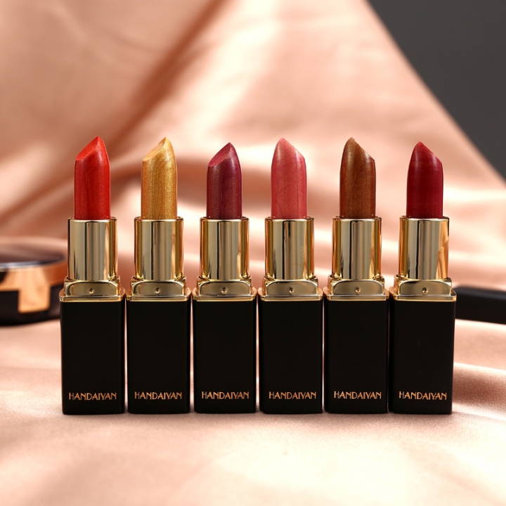 4Pcs Glitter Lipstick Makeup 9 Colors Shimmer Long Lasting Pigment LipsStick Cosmetic Lip Rouge