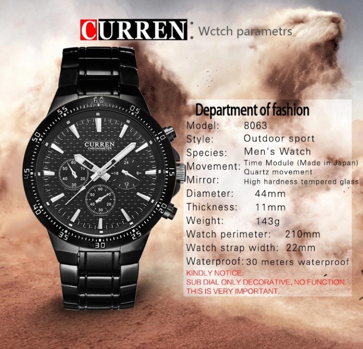 CURREN Men's Watches Business Top Brand  Military Watch Men Full Stainless Steel Watches Wrist Watch