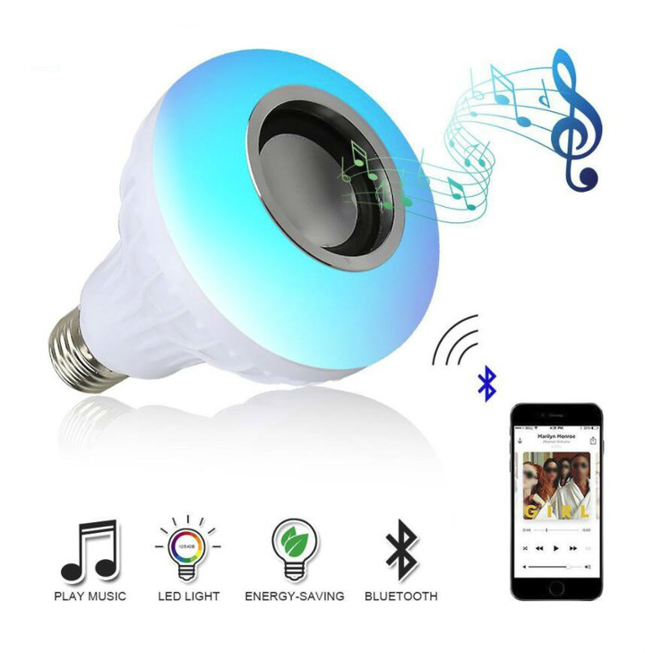 M&amp;J Wireless Bluetooth Speaker Bulb LED Lamp Smart Light Music Player Audio Remote Control Subwoofer
