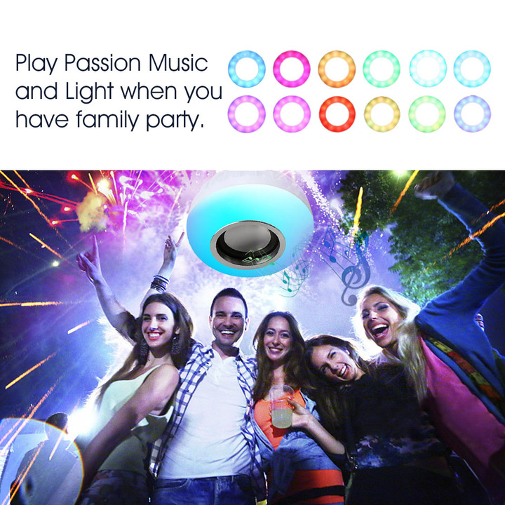 M&amp;J Wireless Bluetooth Speaker Bulb LED Lamp Smart Light Music Player Audio Remote Control Subwoofer
