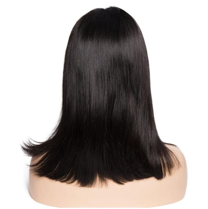 M&amp;J 100% Straight Lace Front Human Hair Wigs Pre Plucked Baby Hair Glueless Lace Front Wigs Bob Wig