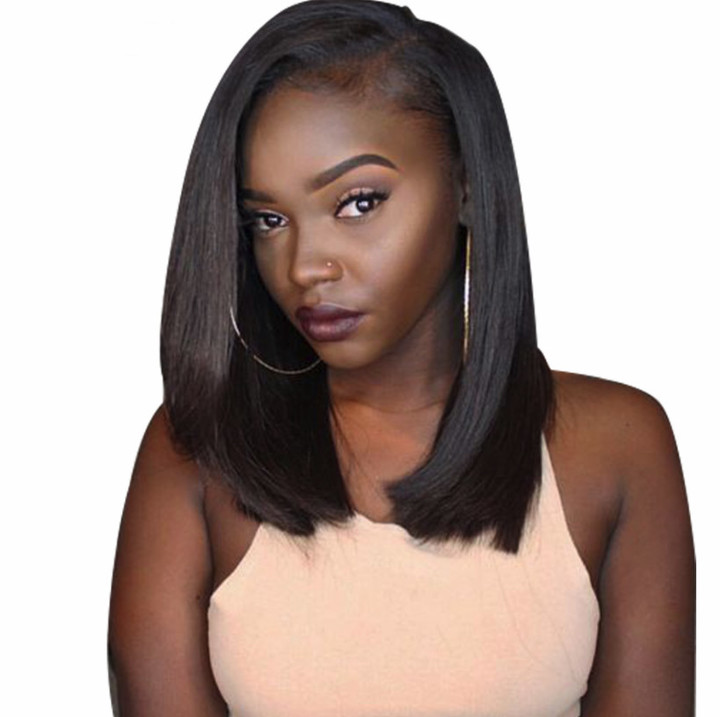 M&amp;J 100% Straight Lace Front Human Hair Wigs Pre Plucked Baby Hair Glueless Lace Front Wigs Bob Wig