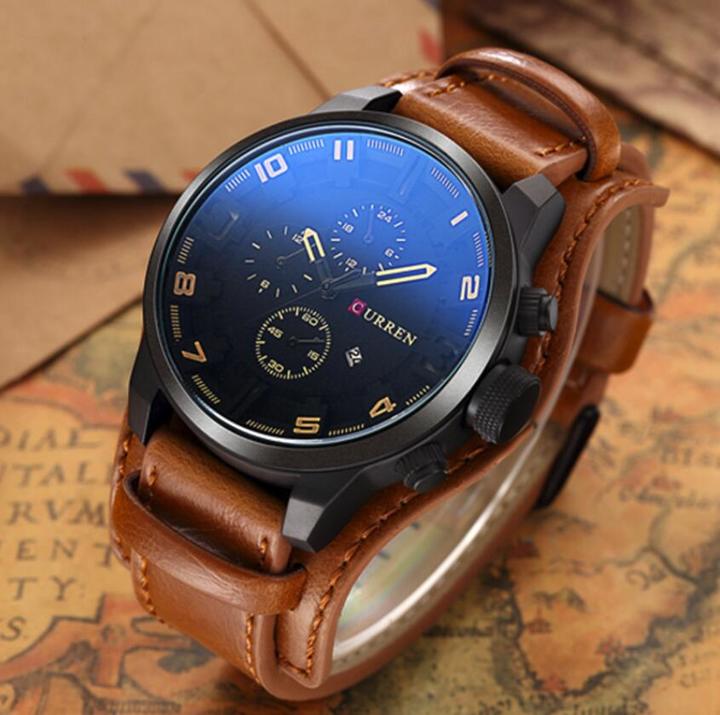 CURREN Watch Men Military Quartz Watches Men&apos;s Watches Top Brand Luxury Leather Sports Wristwatch