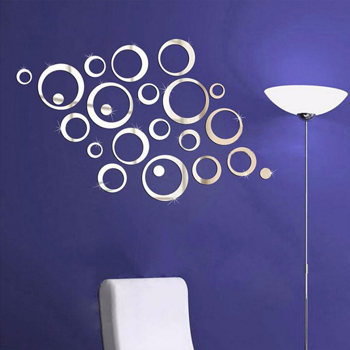 M&amp;J 23PCs DIY Circles Wall Mirror Stickers Art Wall Sticker Room Sofa TV Background Home Wall Decor