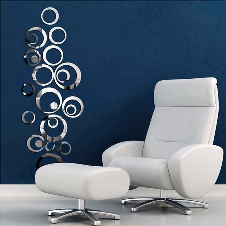 M&amp;J 23PCs DIY Circles Wall Mirror Stickers Art Wall Sticker Room Sofa TV Background Home Wall Decor