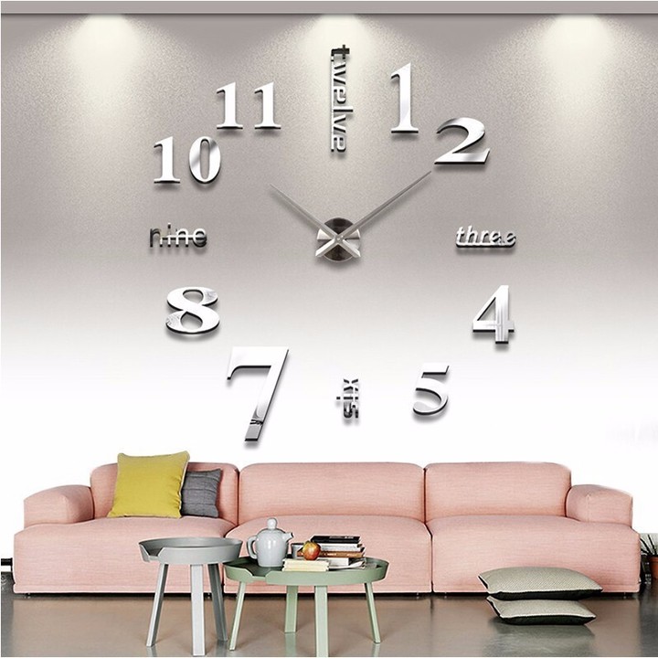 M&amp;J  Quartz Cocks Fashion Watches 3D Real Big Wall Clock Rushed Mirror Sticker DIY Living Room Decor