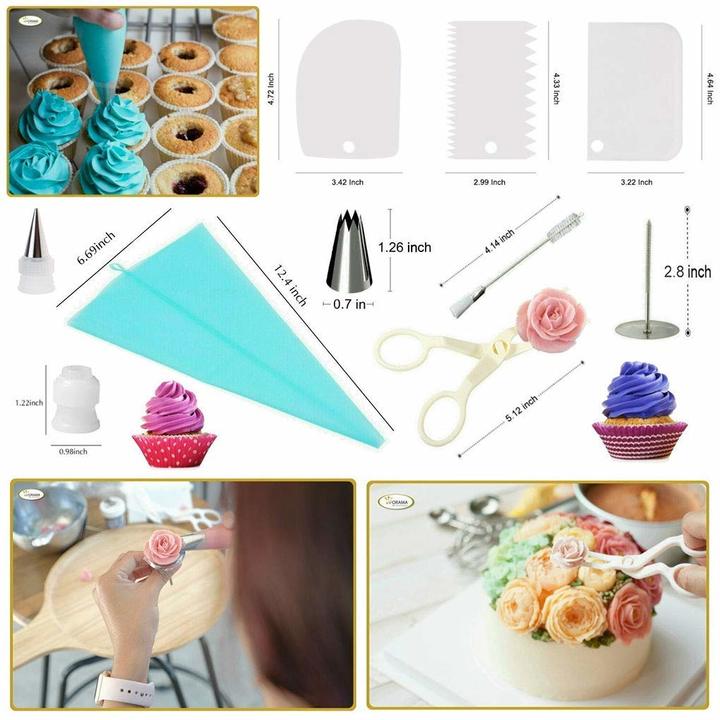 M&amp;J 73PCS Multifunction Cake Decorating Kit Cake Turntable Set Pastry Tube Fondant Tool Kitchen
