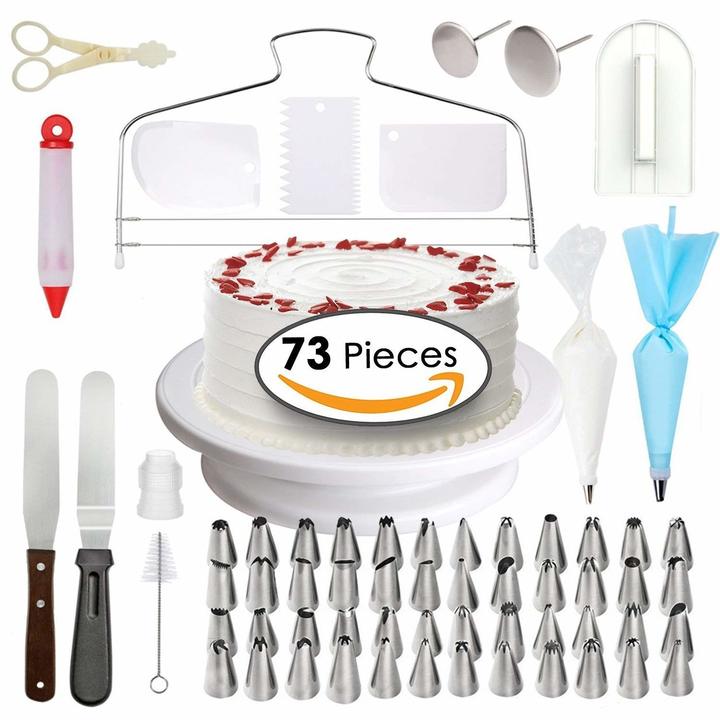 M&amp;J 73PCS Multifunction Cake Decorating Kit Cake Turntable Set Pastry Tube Fondant Tool Kitchen
