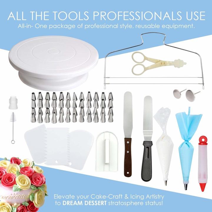 M&amp;J 73PCS Multifunction Cake Decorating Kit Cake Turntable Set Pastry Tube Fondant Tool Kitchen