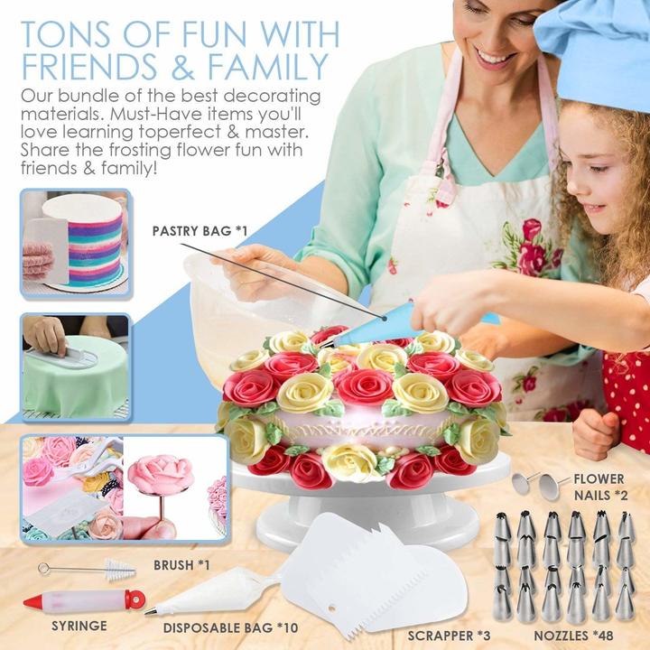 M&amp;J 73PCS Multifunction Cake Decorating Kit Cake Turntable Set Pastry Tube Fondant Tool Kitchen