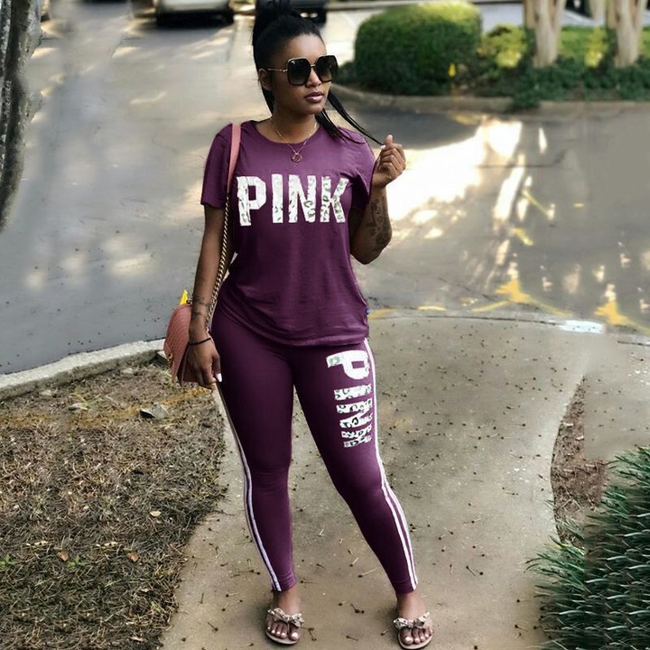 M&J 2PCS Summer Letter Print Tracksuits Women Spring Street Tops and Sweatpants Set Casual Outfits