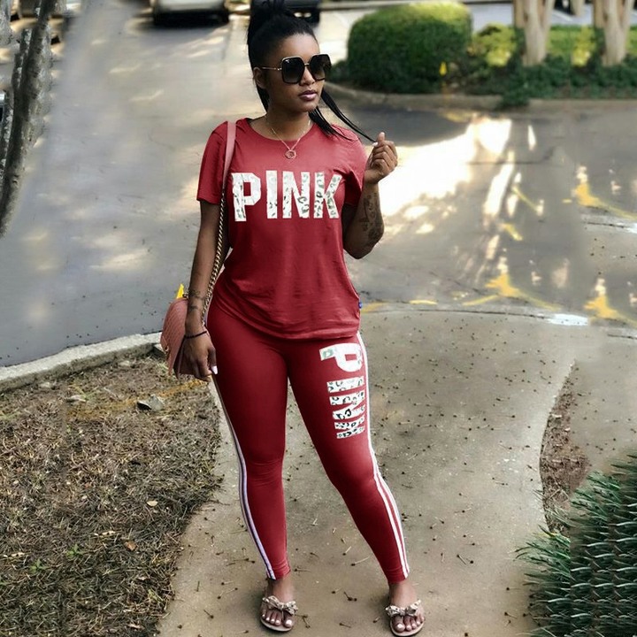 M&J 2PCS Summer Letter Print Tracksuits Women Spring Street Tops and Sweatpants Set Casual Outfits