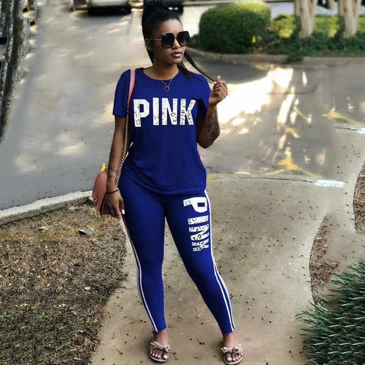 M&J 2PCS Summer Letter Print Tracksuits Women Spring Street Tops and Sweatpants Set Casual Outfits