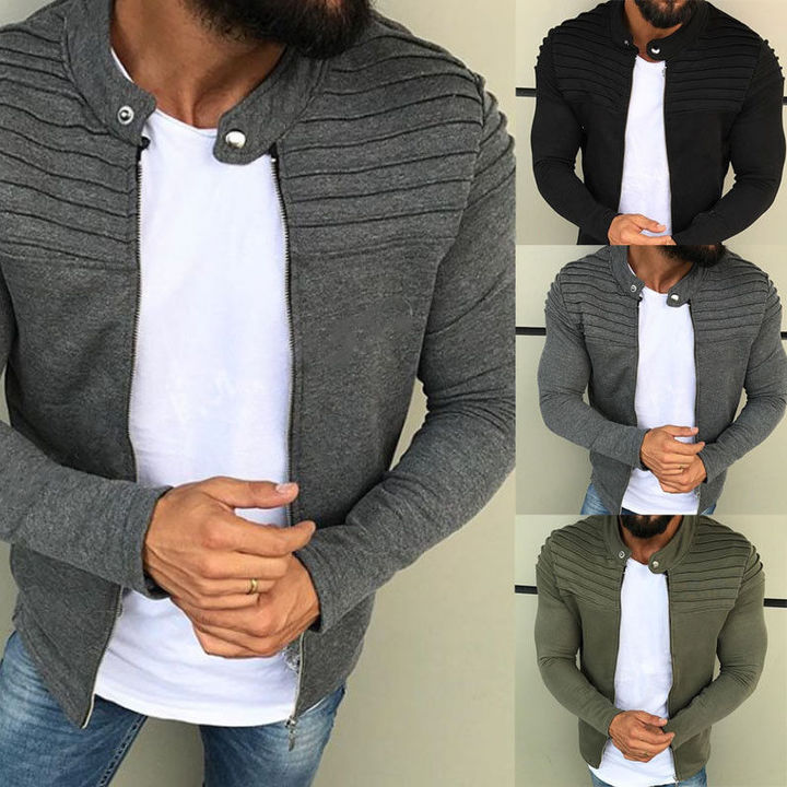 M&J  Spring Summer Men Jackets Solid Zip Jacket Men Coat  Hoodies Casual Jacket Male Outwear