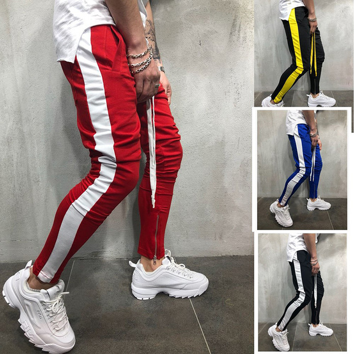 M&J New Men Hip Hop Sweatpants Fitness Joggers Male Side Stripe High Street Hip Trousers Harem Pants