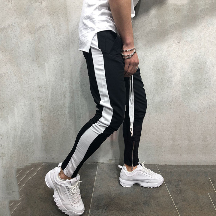 M&J New Men Hip Hop Sweatpants Fitness Joggers Male Side Stripe High Street Hip Trousers Harem Pants
