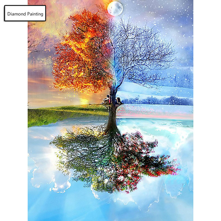 Full DIY 5D Diamond Painting Seasons Tree Cross Stitch Diamond Embroidery Patterns Diamond
