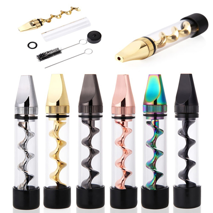 Mini Twisty Glass Blunt Smoking Pipe Grinder Weed Accessories Tobacco Pipe Cleaning Kit Herb Grinder