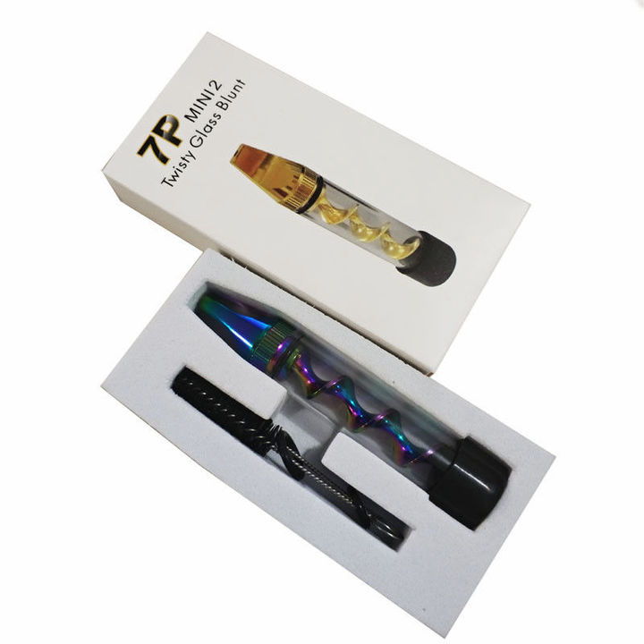 Mini Twisty Glass Blunt Smoking Pipe Grinder Weed Accessories Tobacco Pipe Cleaning Kit Herb Grinder