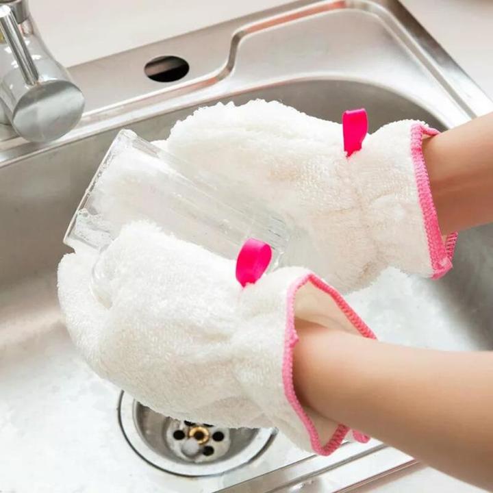Waterproof Rag Gloves Antislip Dish Washing Gloves Kitchen Tool Furniture Glass Dust Cleaner Washer