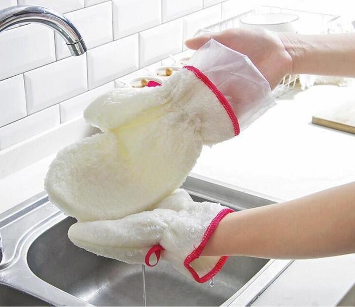 Waterproof Rag Gloves Antislip Dish Washing Gloves Kitchen Tool Furniture Glass Dust Cleaner Washer