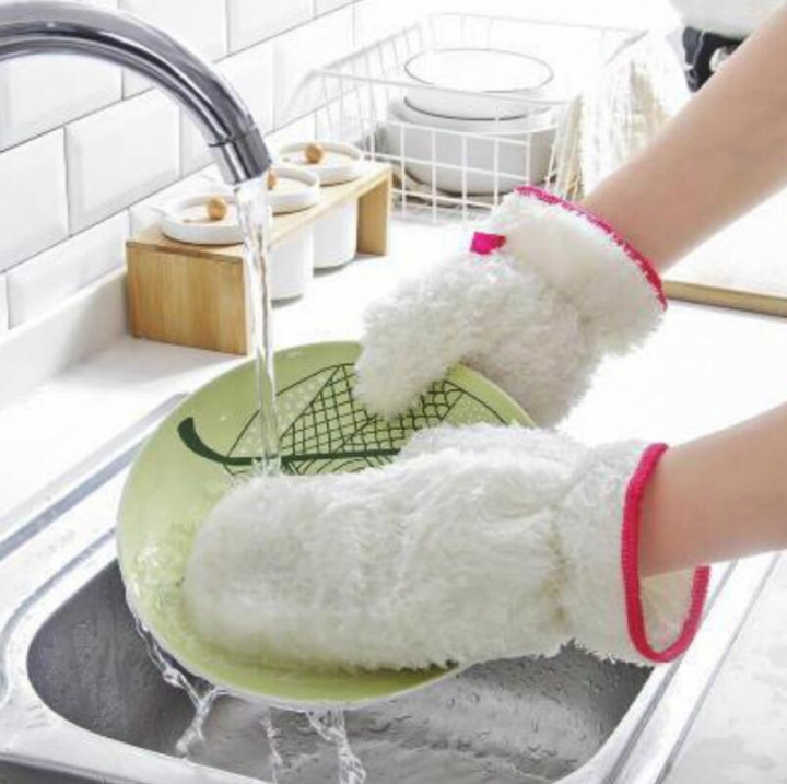 Waterproof Rag Gloves Antislip Dish Washing Gloves Kitchen Tool Furniture Glass Dust Cleaner Washer